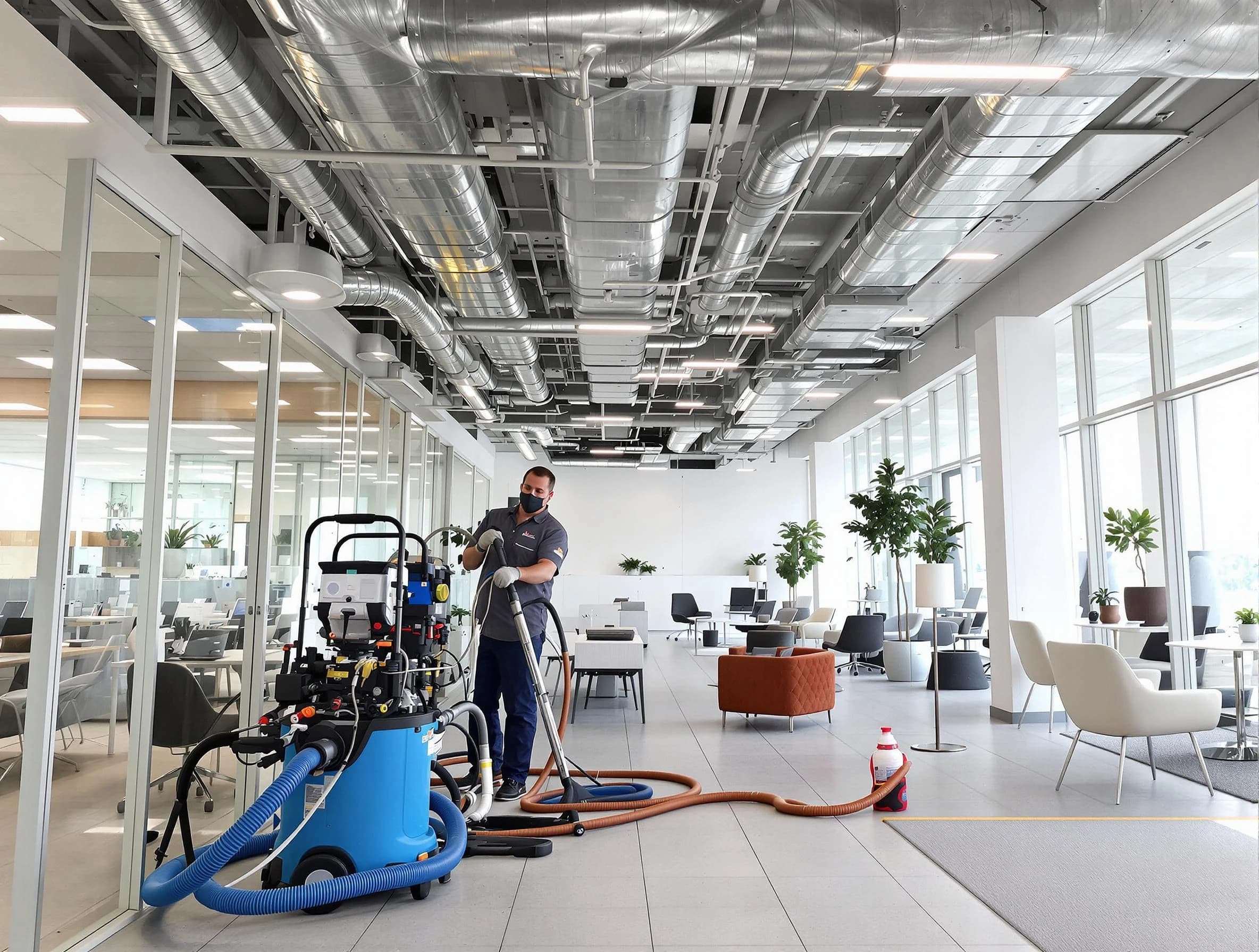 West Deer Air Duct Cleaning team conducting comprehensive commercial duct cleaning at a business location in West Deer