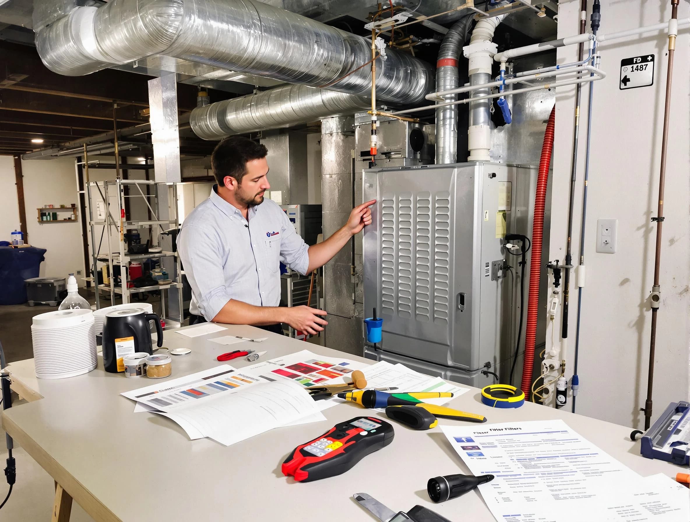 West Deer Air Duct Cleaning inspector conducting detailed filter system evaluation using professional diagnostic tools in West Deer