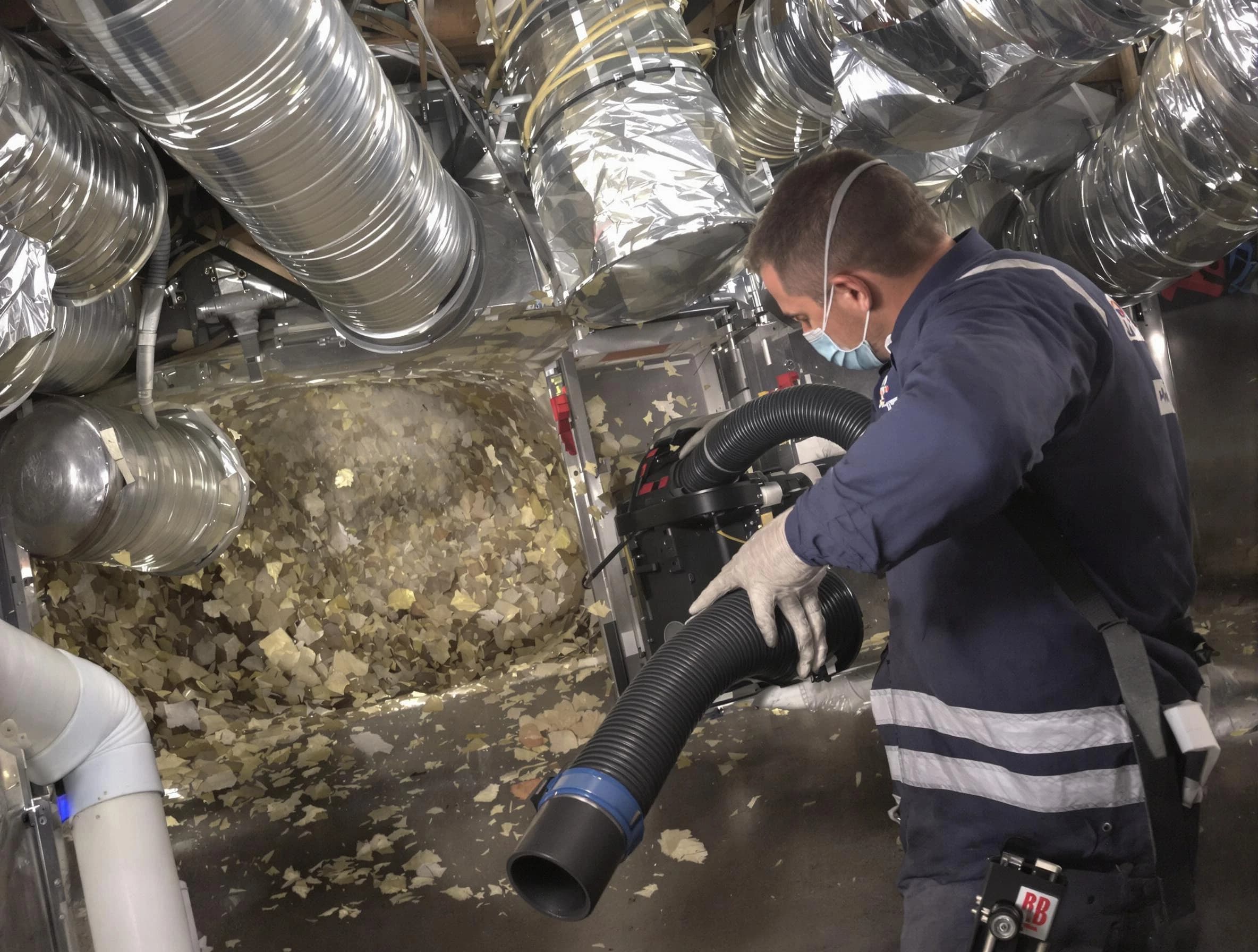 West Deer Air Duct Cleaning specialist operating negative pressure cleaning equipment for thorough duct maintenance in West Deer